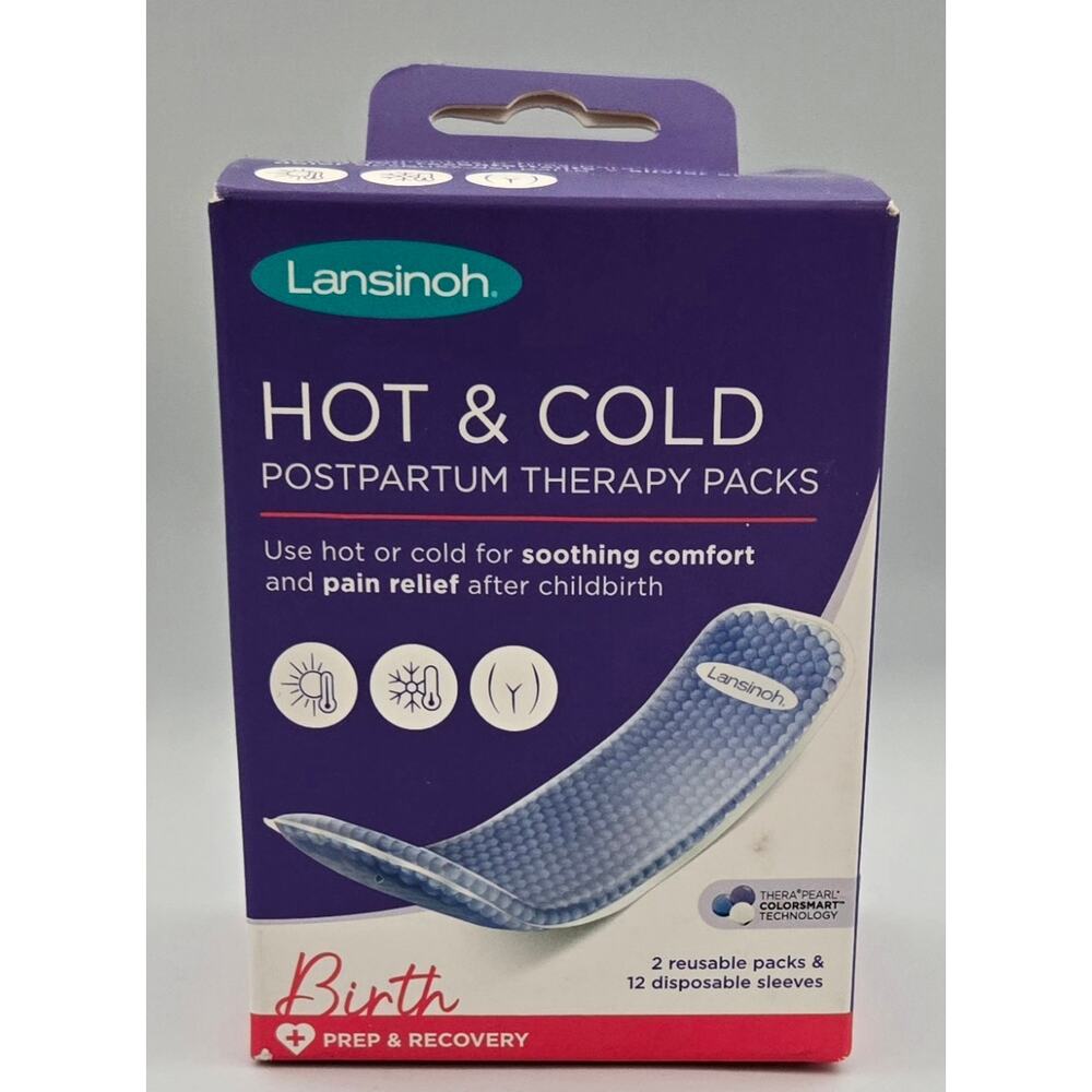Lansinoh Hot & Cold Postpartum Therapy Packs 2 Packs & 12 Disposable Sleeves